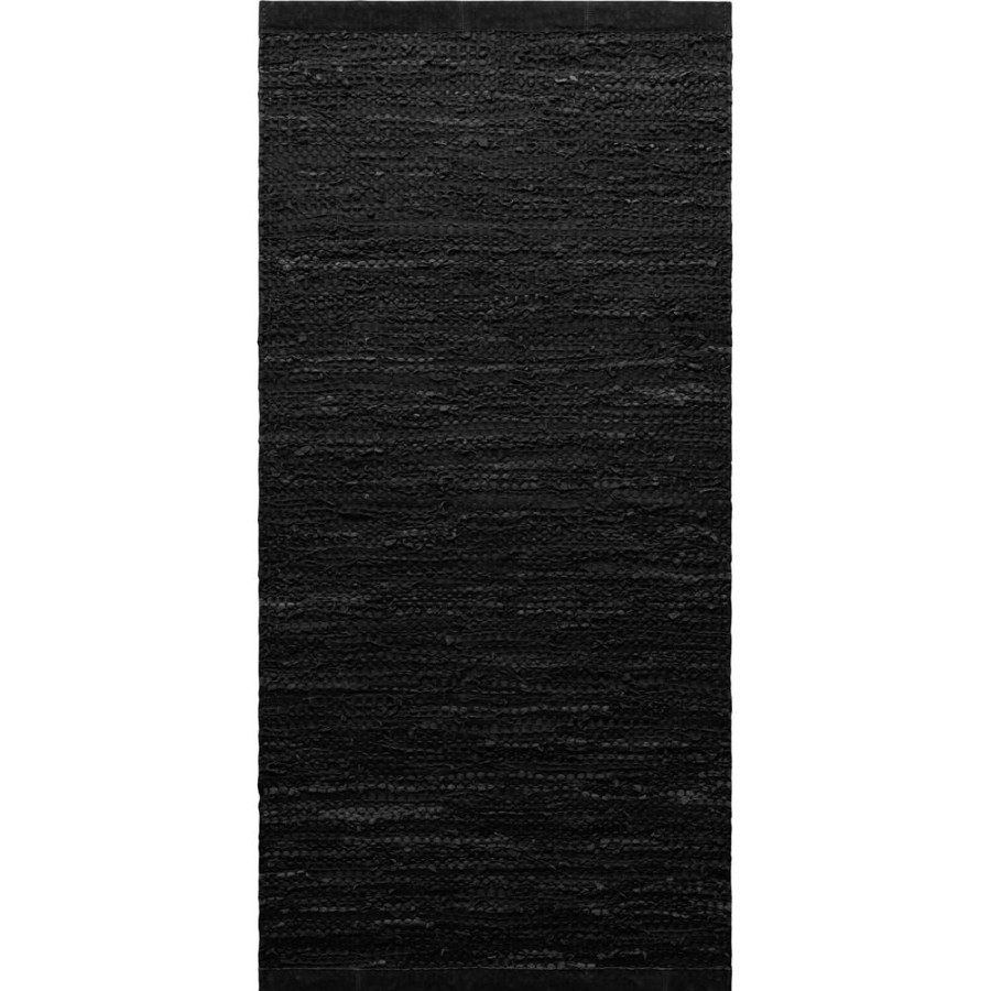 Mattor Rug Solid Ladermattor | Leather Matta 75X200 Cm, Black