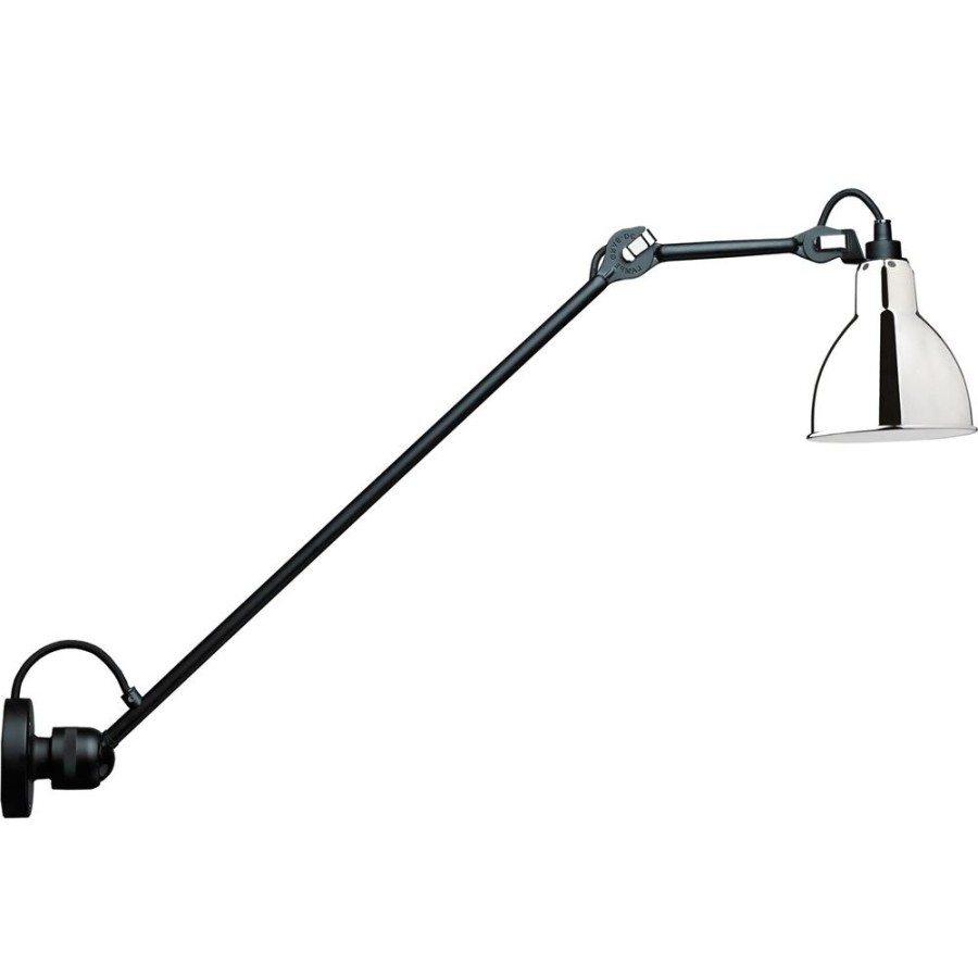 Belysning DCWéditions Vagglampor | La Lampe Gras N°304 Vagglampa L60, Svart / Krom