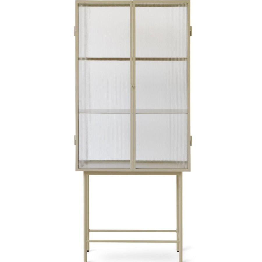 Mobler Ferm Living Skap | Haze Vitrinskap Rafflat Glas 155X70 Cm, Cashmere