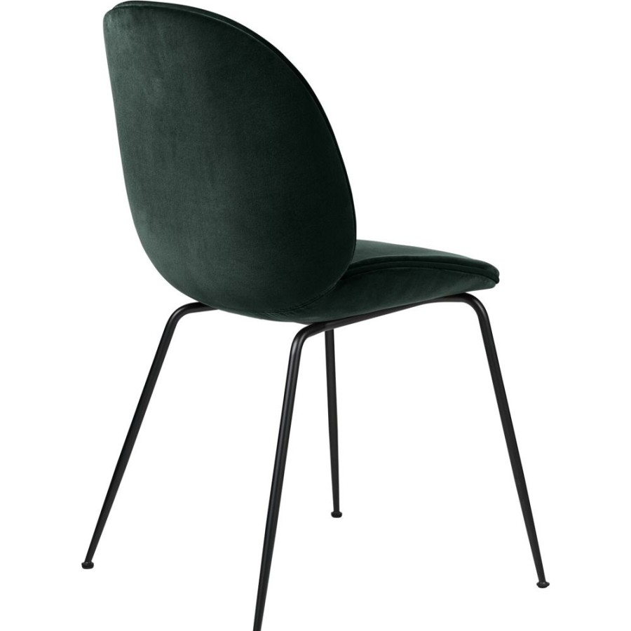 Mobler GUBI Matstolar | Beetle Stol Kladd Black Base/ Velvet, Dark Green