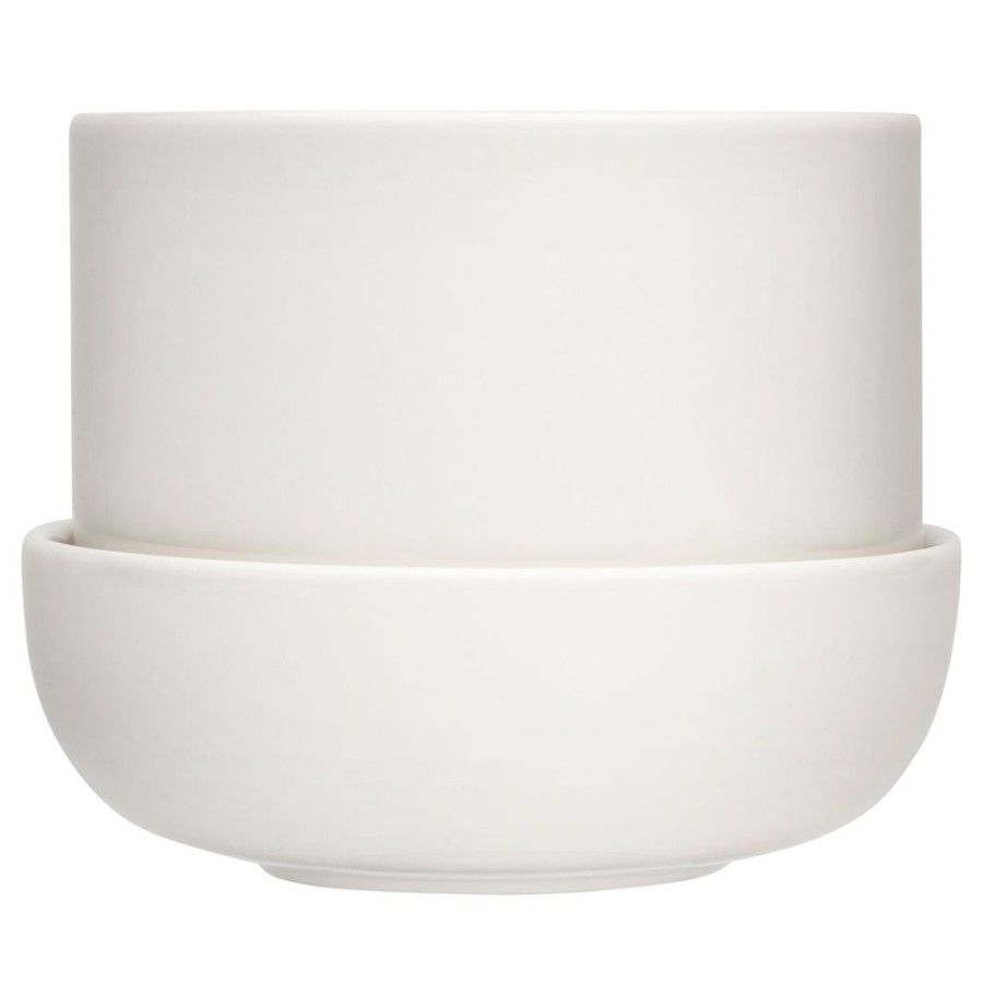 Inredning Iittala Krukor | Nappula Kruka Med Fat 17X13 Cm, Vit