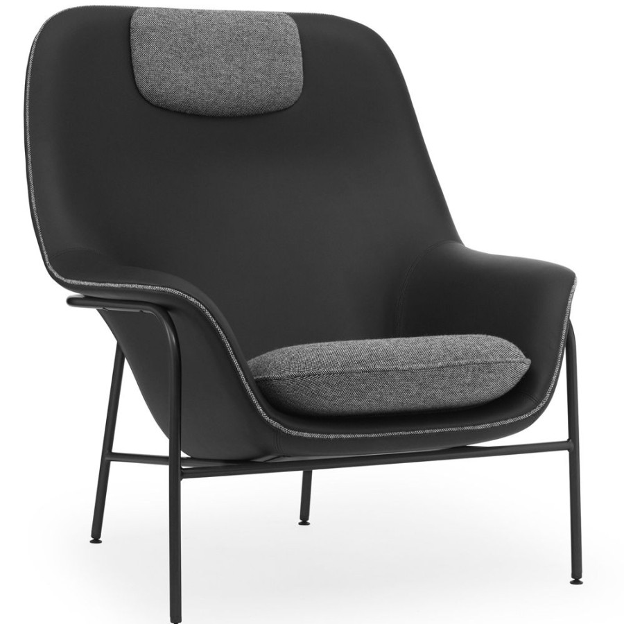 Mobler Normann Copenhagen Fatoljer | Drape High Fatolj, Ultra Leather 41599 / Hallingdal 166 / Svart