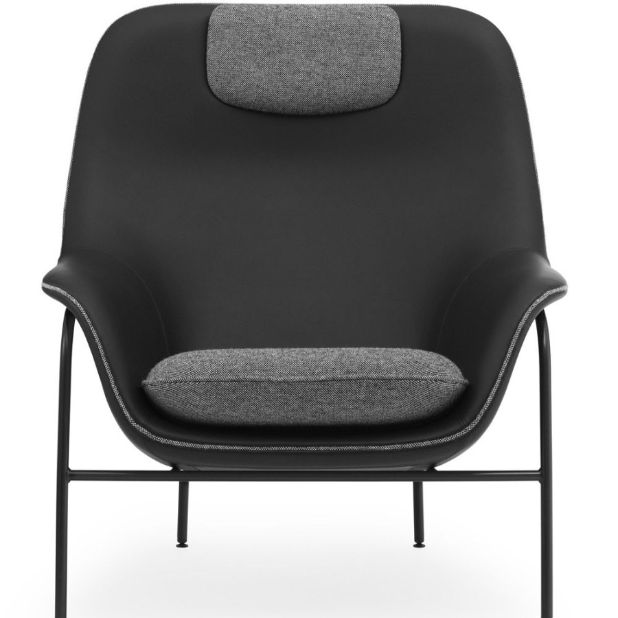 Mobler Normann Copenhagen Fatoljer | Drape High Fatolj, Ultra Leather 41599 / Hallingdal 166 / Svart