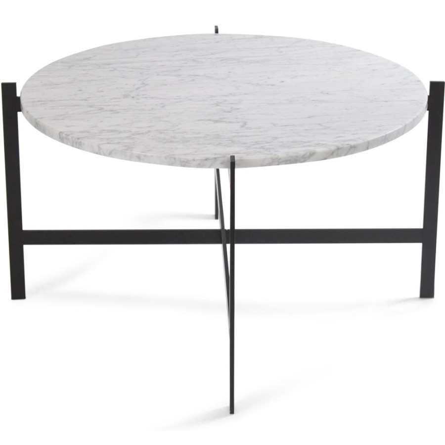 Mobler OX Denmarq Soffbord | Deck Large, Marble, White Matt O80, Black Frame