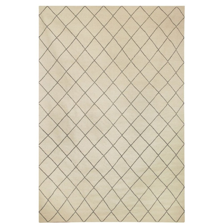 Mattor Chhatwal & Jonsson Viskosmattor & Polyestermattor | Dhurry Wool Diamond Matta 230X336 Cm, Off White/Grey