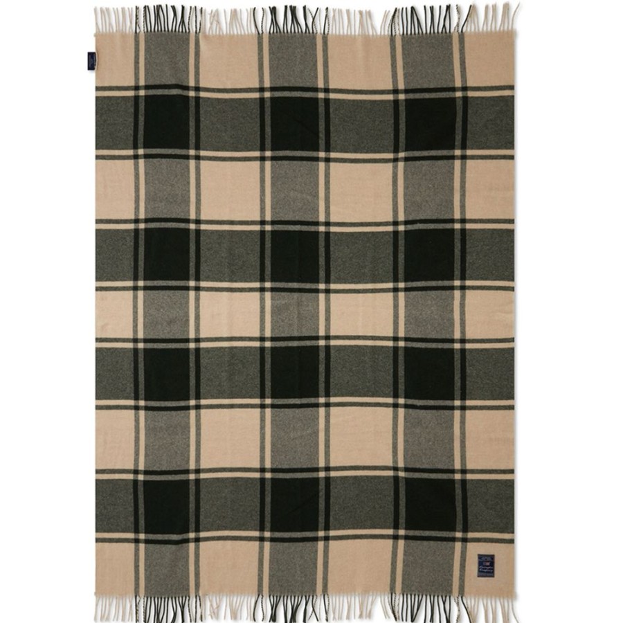 Textil Lexington Pladar & Filtar | Checked Recycled Wool Plad 130X170 Cm, Beige/Morkgron