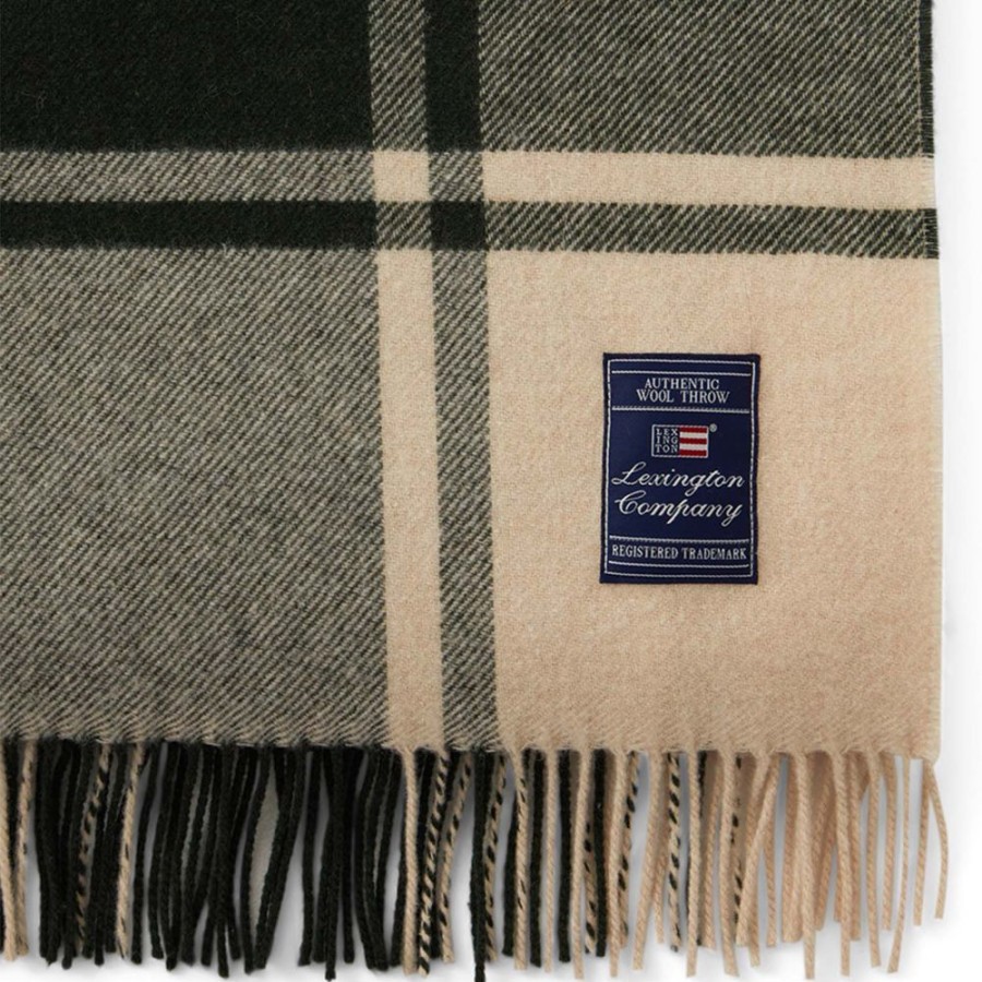 Textil Lexington Pladar & Filtar | Checked Recycled Wool Plad 130X170 Cm, Beige/Morkgron