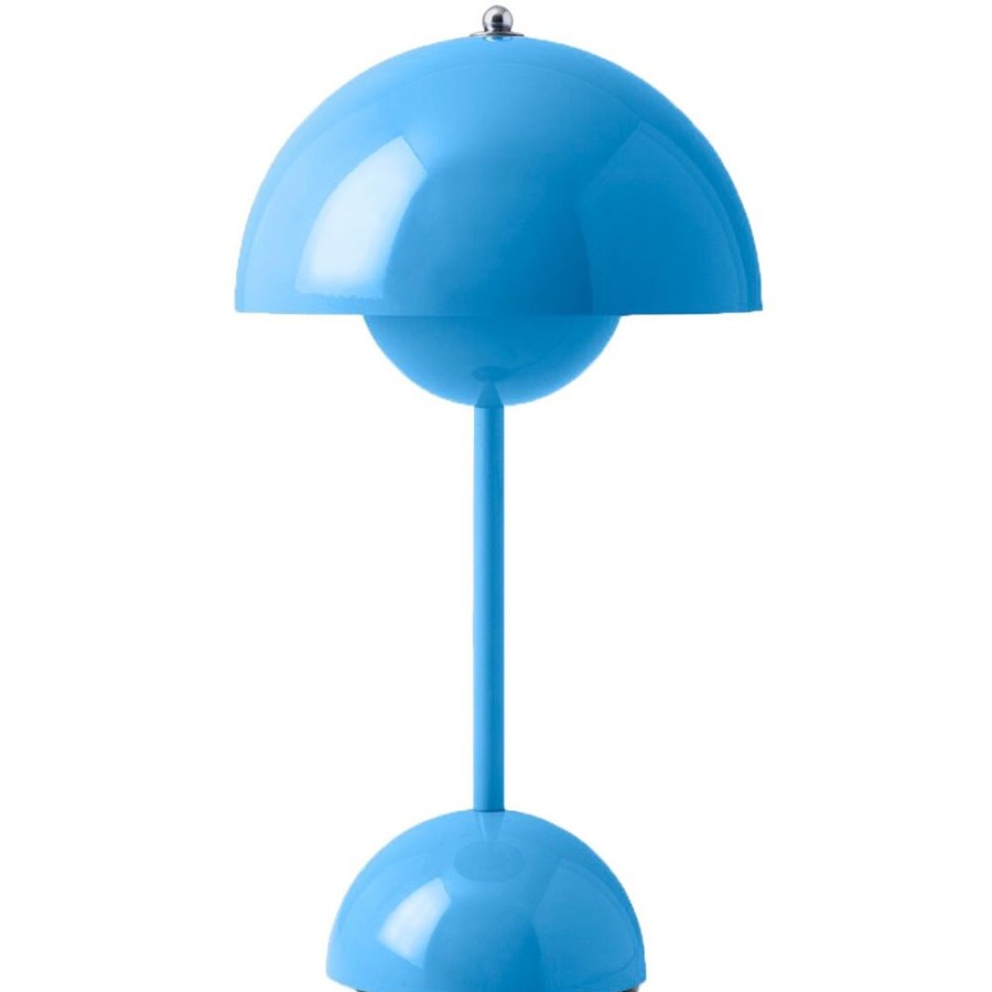 Belysning &Tradition Sanglampor | Flowerpot Vp9 Bordslampa Portabel Med Magnetisk Laddningskabel, Swim Blue