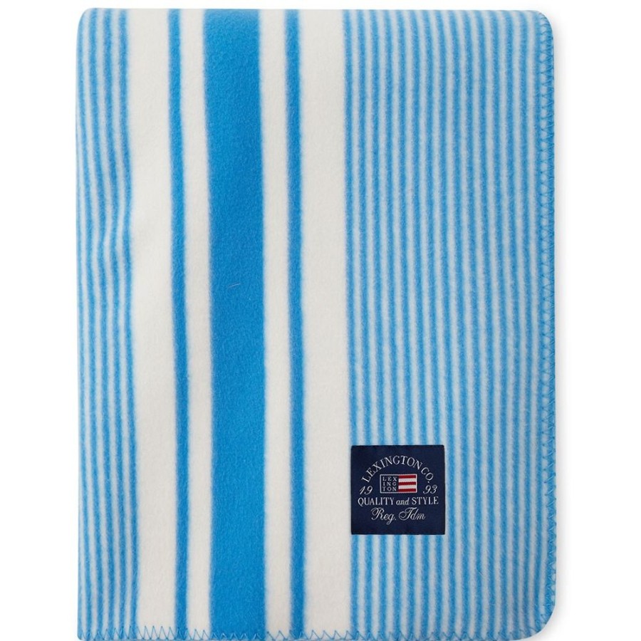 Textil Lexington Pladar & Filtar | Striped Recycled Polyester Fleece Plad 130X170 Cm, Bla / Vit