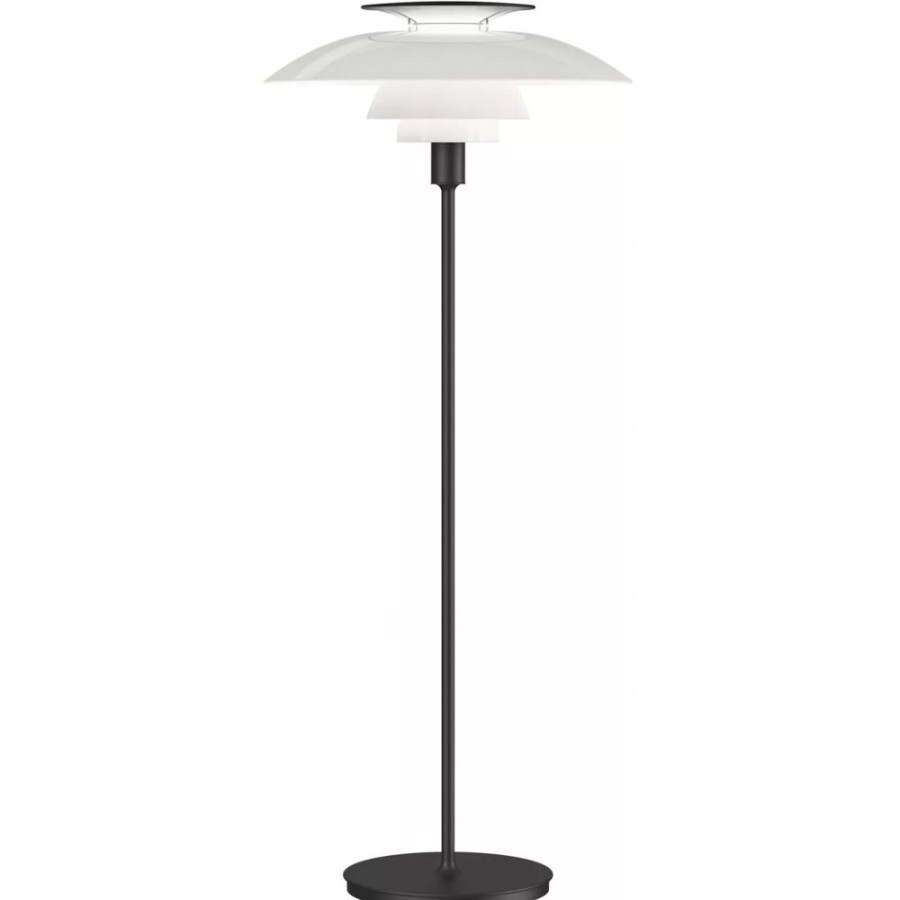 Belysning Louis Poulsen Golvlampor | Ph 80 Golvlampa Med Dimmer, Vit Opal Akryl / Svart