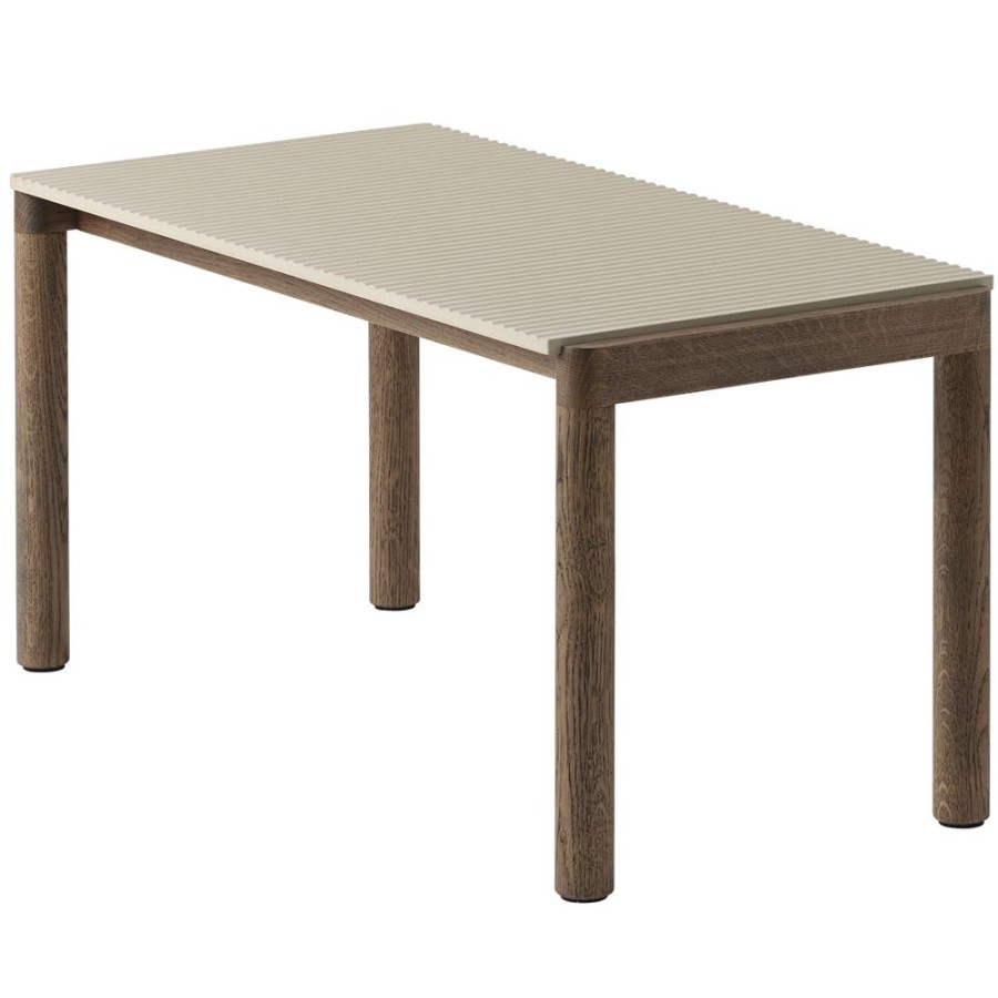 Mobler Muuto Soffbord | Couple Soffbord 40X84 Cm, Rafflad, Sand / Morkoljad Ek