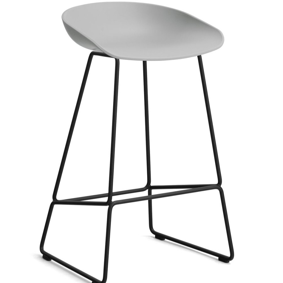 Mobler HAY Barstolar | Aas 38 2.0 Barstol 65 Cm, Rostfritt Stal Svart / Concrete Grey