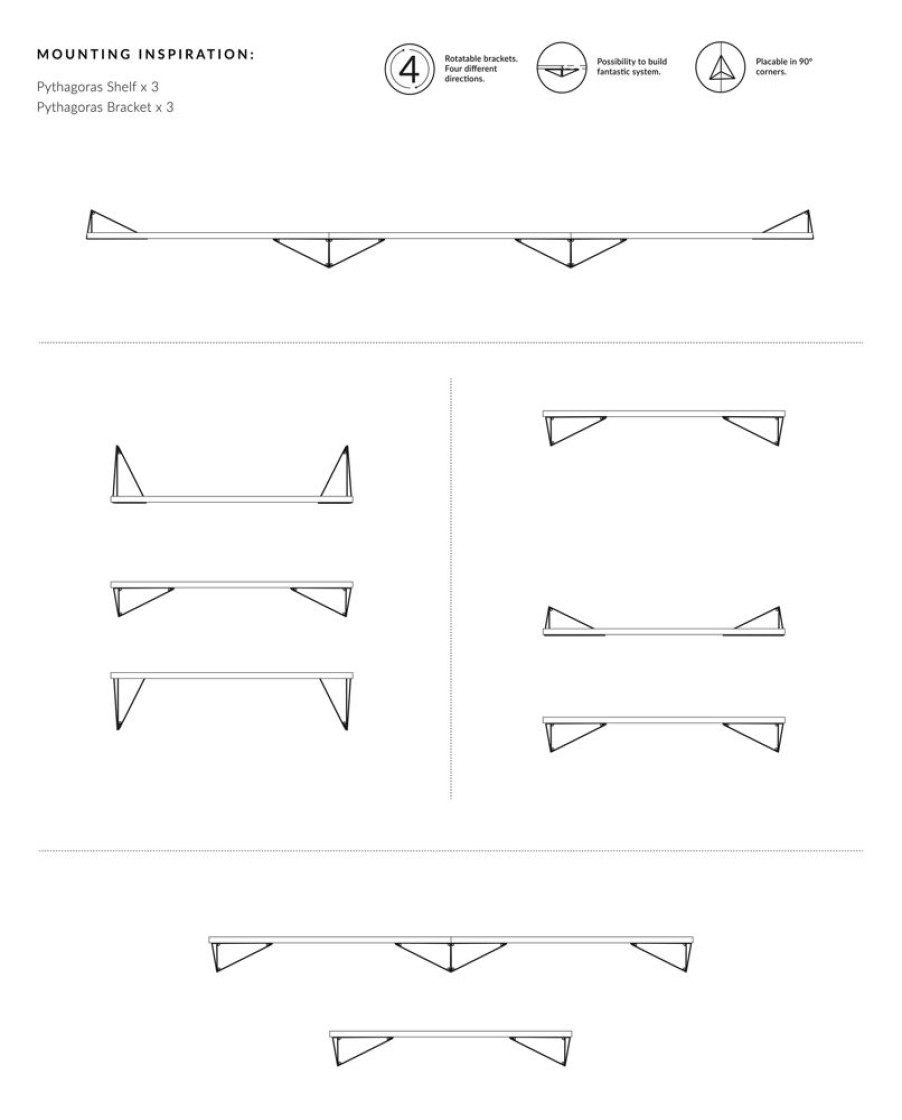 Mobler Maze Hyllkombinationer | Pythagoras Hyllpaket 3 Hyllplan, Ek / Vit