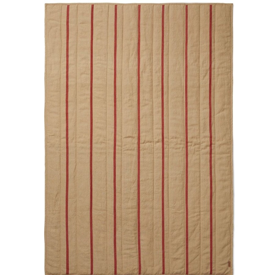 Textil Ferm Living Pladar & Filtar | Grand Quiltad Filt Camel, 120X170 Cm