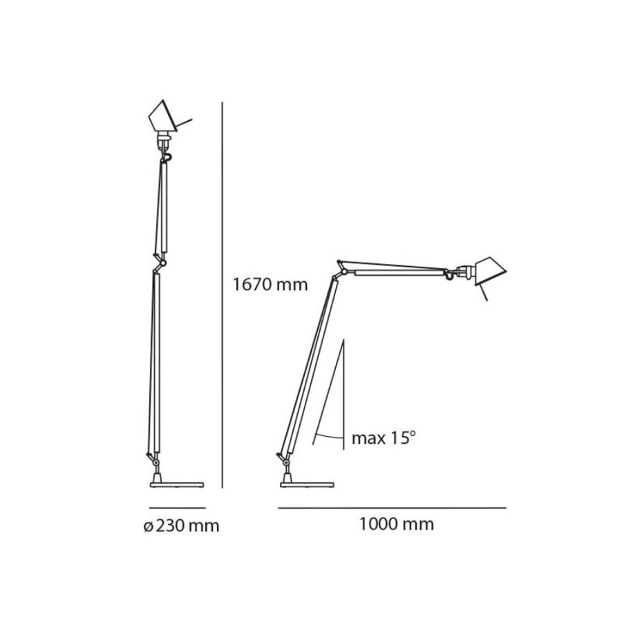 Belysning Artemide Golvlampor | Tolomeo Reading Golvlampa, Svart