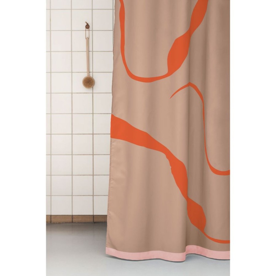 Textil Mette Ditmer Duschdraperier | Nova Arte Duschdraperi 150X200 Cm, Orange/Latte