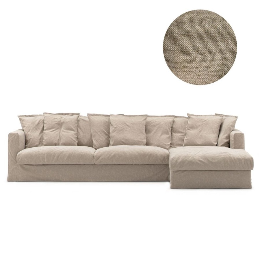 Mobler Decotique Kladslar | Le Grand Air Kladsel 3-Sits Linne Divan Hoger, Savage Linen