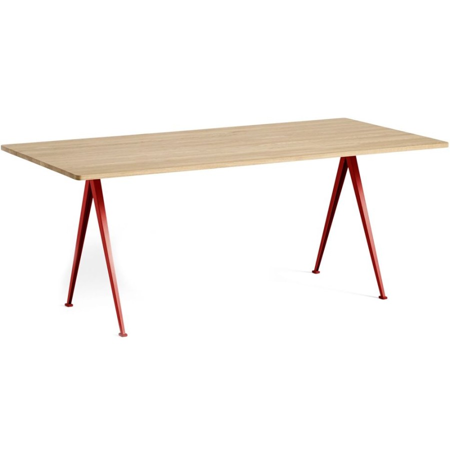 Mobler HAY Matbord | Pyramid 02 Matbord 85X190 Cm, Tomato Red / Mattlackad Ek