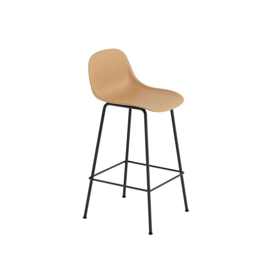 Mobler Muuto Barstolar | Fiber Tube Bar Stool W.Back, Ochre/Svart