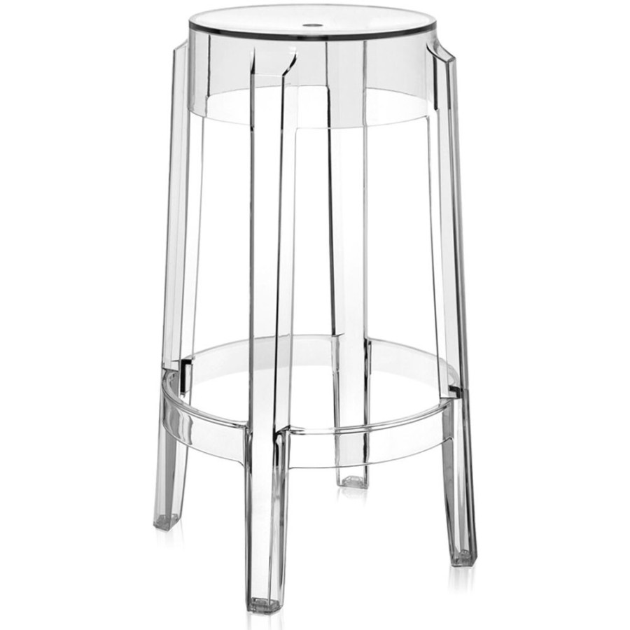 Mobler Kartell Barstolar | Charles Ghost Barstol 65 Cm, Crystal