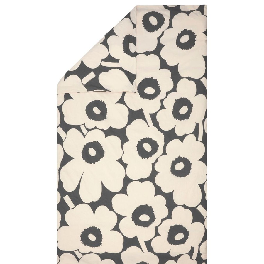 Textil Marimekko Paslakan | Unikko Paslakan Off-White/Charcoal, 150X210 Cm