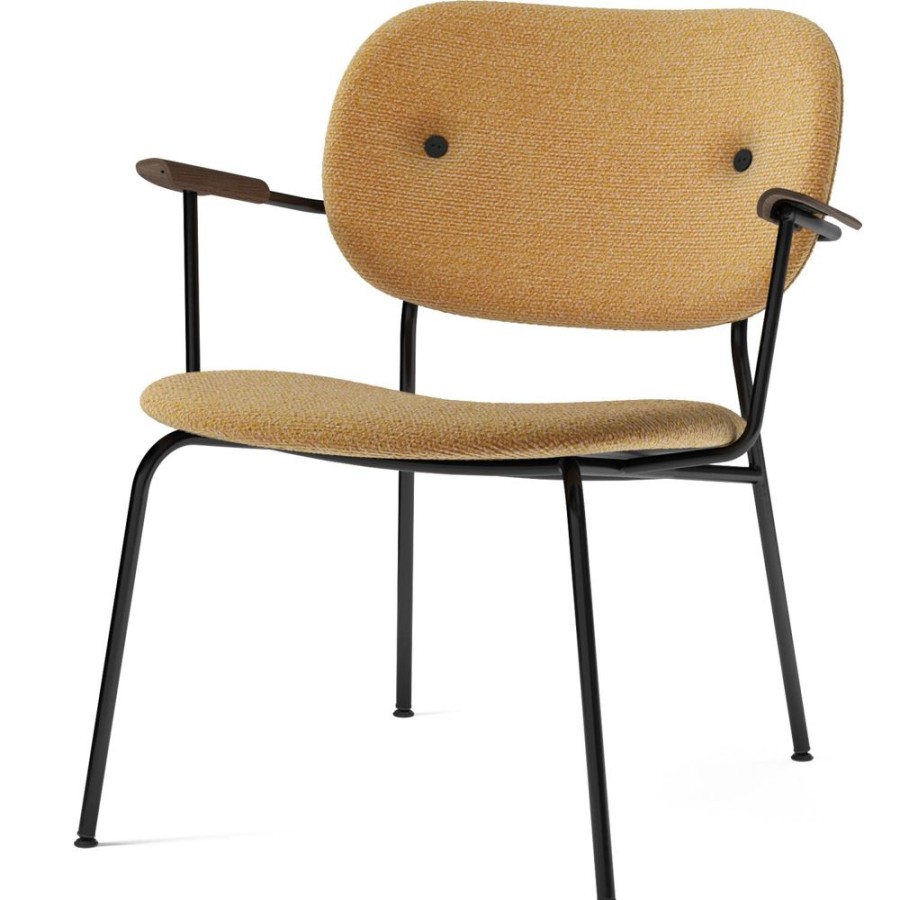 Mobler Audo Copenhagen Fatoljer | Co Loungestol Svarta Ben, Sits + Rygg Moss 022 / Arm Morkbetsad Ek