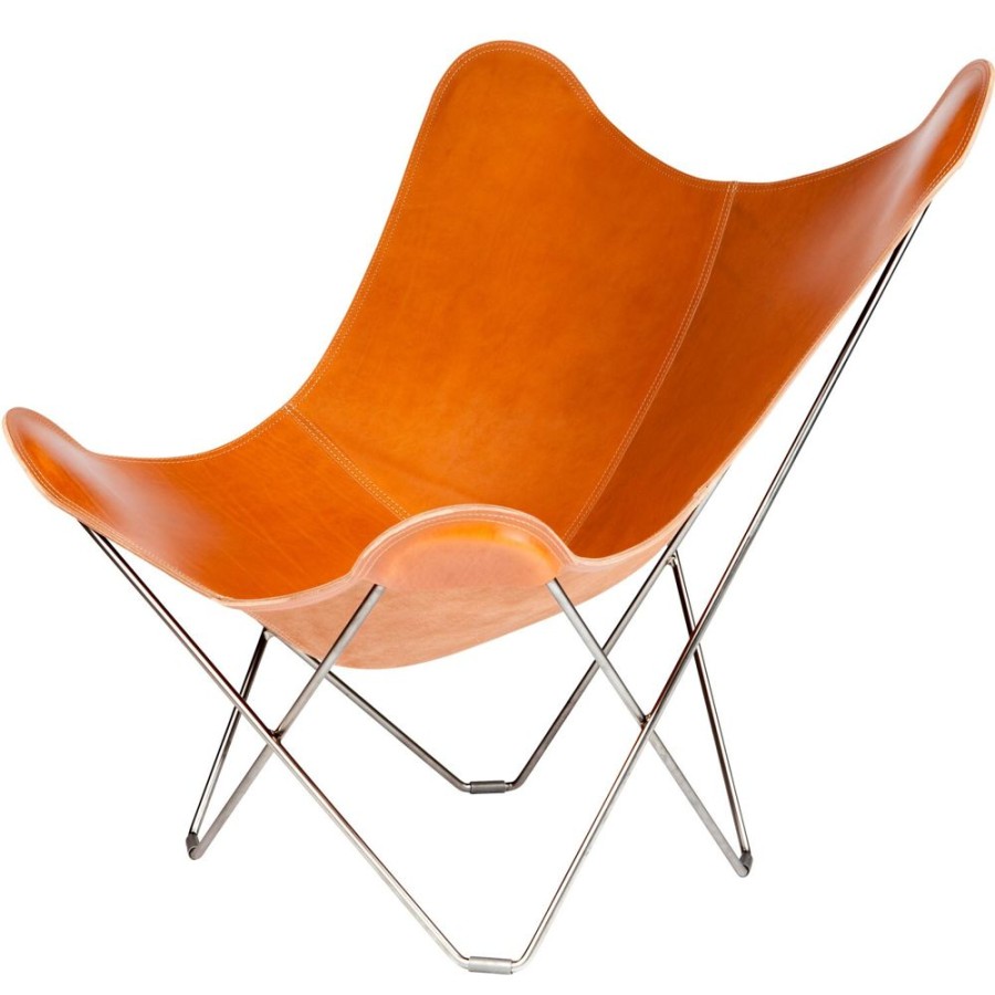 Mobler Cuero Fatoljer | Pampa Mariposa Butterfly Chair, Polo/Chrome