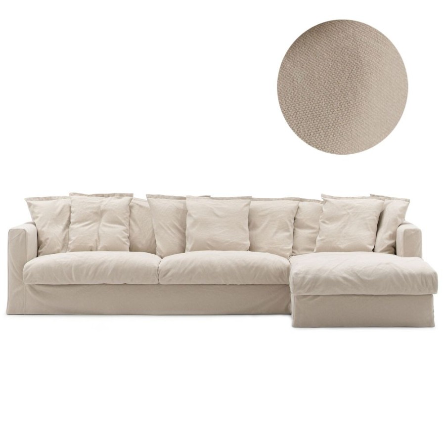 Mobler Decotique Kladslar | Le Grand Air Kladsel 3-Sits Bomull Divan Hoger, Beige