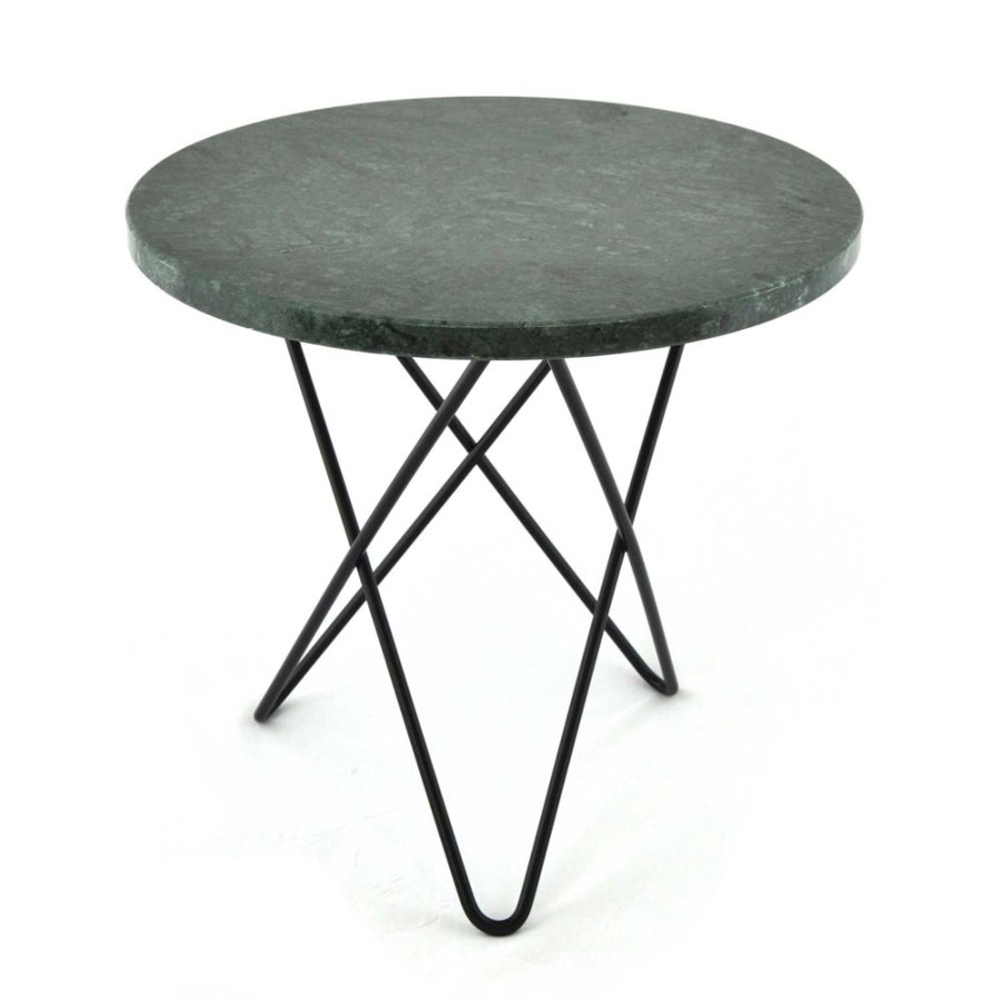 Mobler OX Denmarq Soffbord | Mini O Table Sidobord O40 Cm, Svart/Gron Marmor