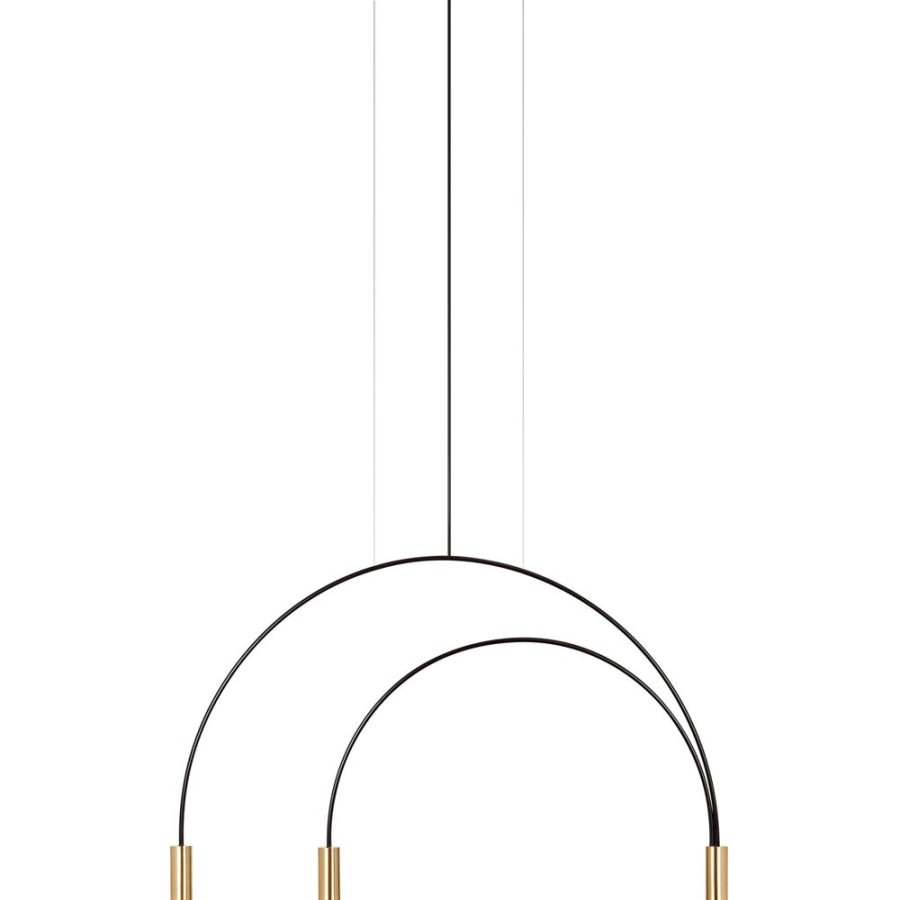 Belysning Estiluz Taklampor | Volta T-3536-W Pendel, Svart / Satin Gold / Svart