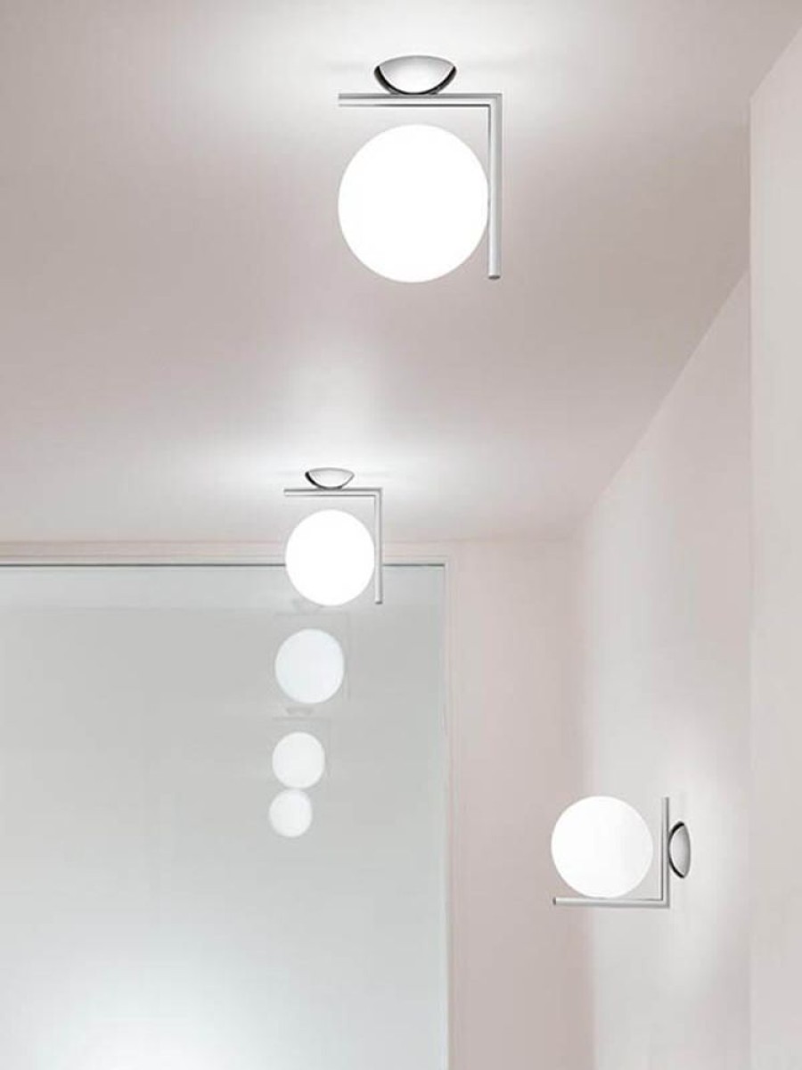 Belysning Flos Vagglampor | Ic Lights C/W2 Tak/Vagglampa, Chrome