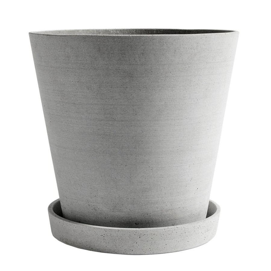 Inredning HAY Odlingslador & Utekrukor | Flowerpot Kruka Med Fat Gra, O34 Cm Xxxl