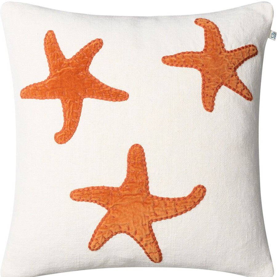 Textil Chhatwal & Jonsson Prydnadskuddar & Kuddfodral | Star Fish Kuddfodral 50X50 Cm, Off-White / Orange