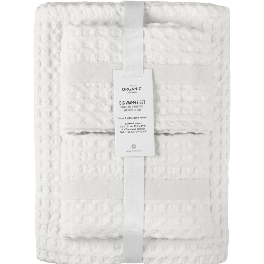 Textil The Organic Company Handdukar & Badlakan | Big Waffle Gavoset 3-Pack, Naturvit