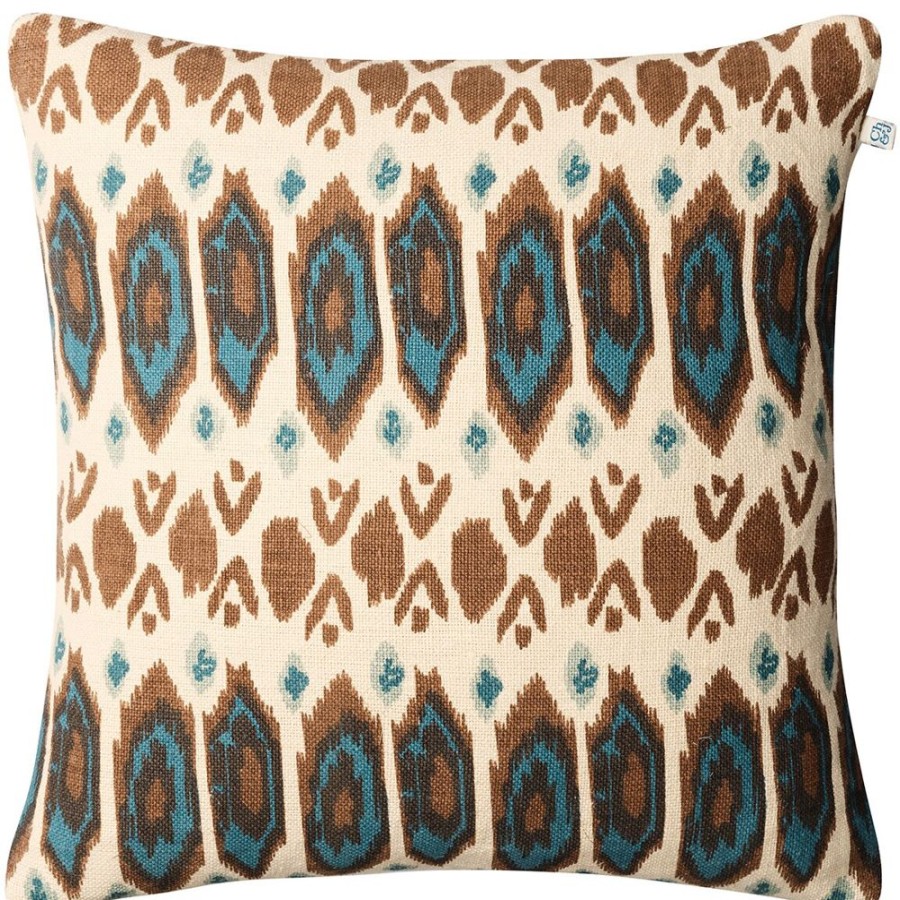 Textil Chhatwal & Jonsson Prydnadskuddar & Kuddfodral | Ikat Bombay Kuddfodral 50X50 Cm, Taupe / Heaven Blue / Aqua