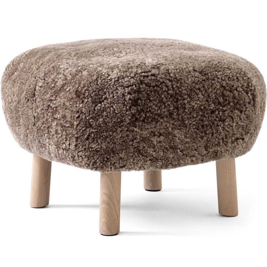 Mobler &Tradition Fotpallar | Pouf Atd1 Little Petra, Fotpall Vitoljad Ek / Sheepskin Sahara