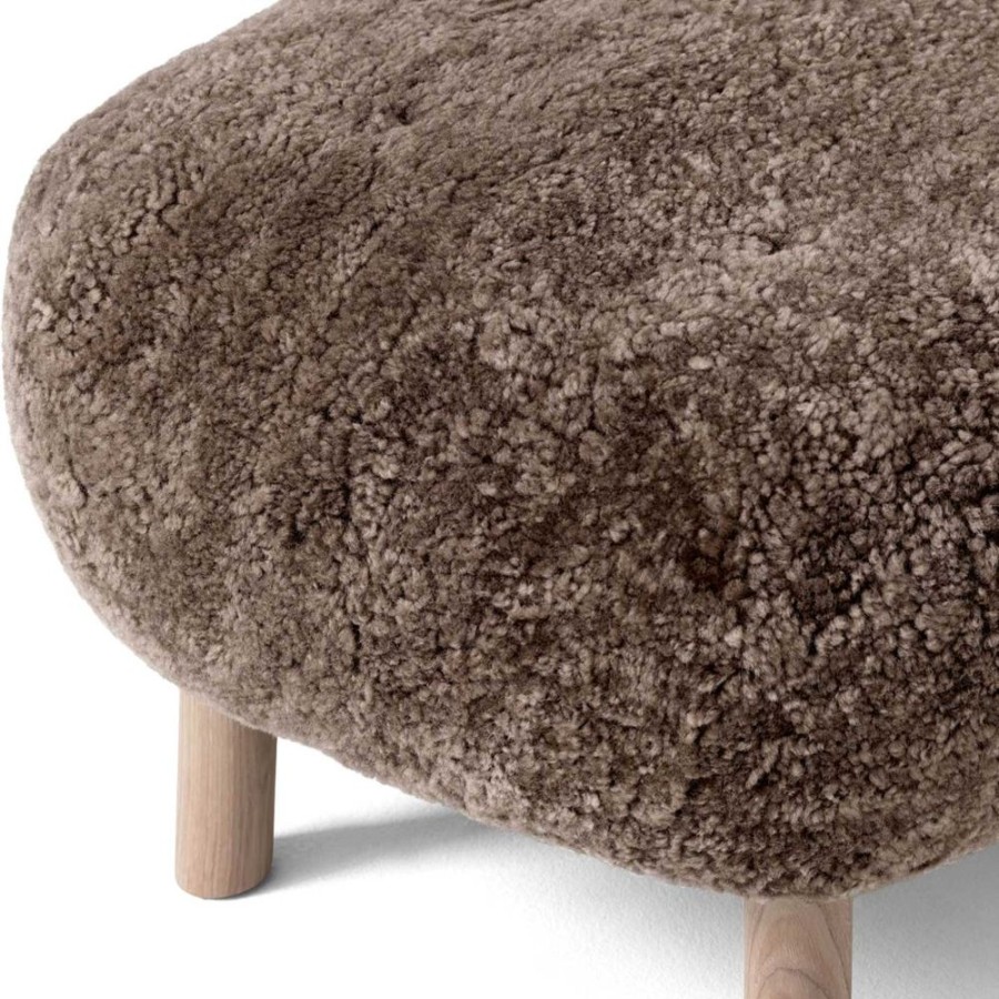 Mobler &Tradition Fotpallar | Pouf Atd1 Little Petra, Fotpall Vitoljad Ek / Sheepskin Sahara