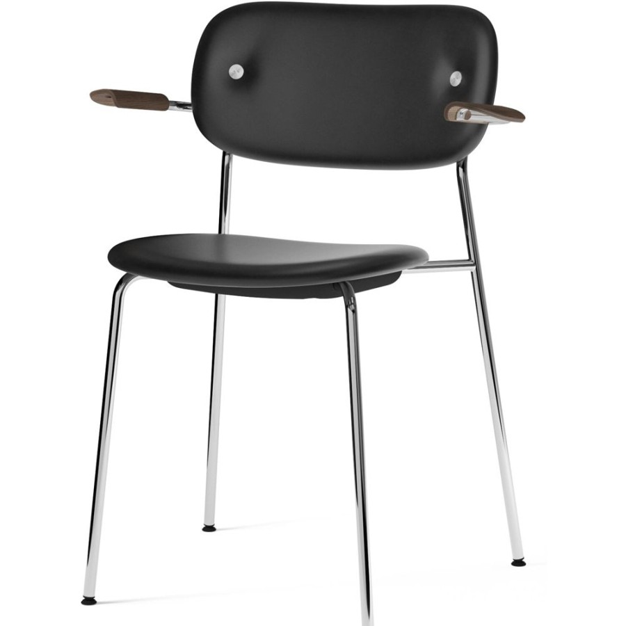 Mobler Audo Copenhagen Matstolar | Co Stol Kromade Ben, Sits + Rygg Dakar 0842 / Arm Morkbetsad Ek