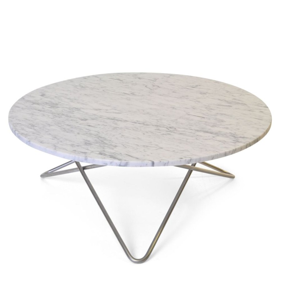 Mobler OX Denmarq Soffbord | Large O Table Soffbord O100 Cm, Stal/Vit Marmor