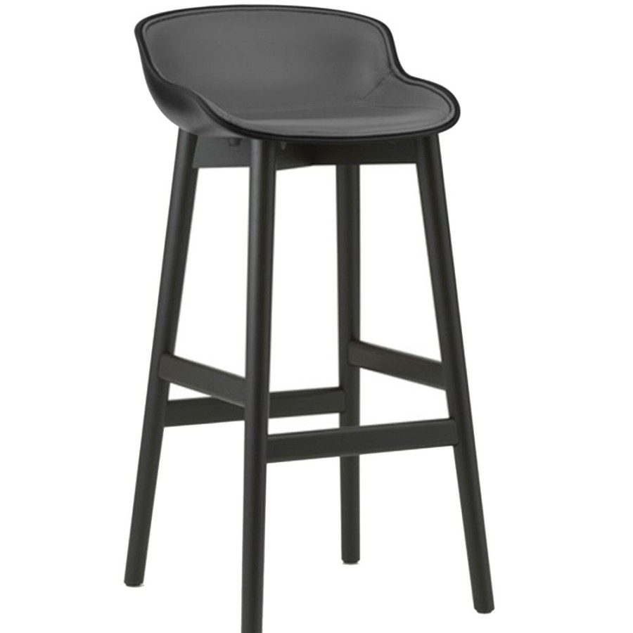 Mobler Normann Copenhagen Barstolar | Hyg Barstol 75 Cm, Kladd Framsida, Svart Lader / Svart Ek