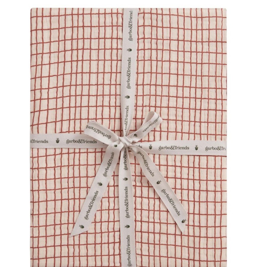 Textil Garbo & Friends Underlakan | Checks Rust Dra-Pa-Lakan Junior, 70X140 Cm