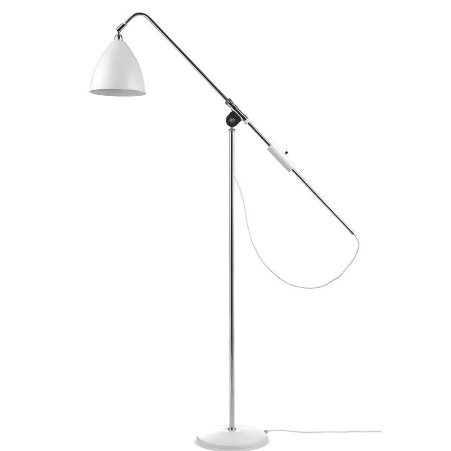 Belysning GUBI Golvlampor | Bestlite Bl4 M Golvlampa, Krom/Vit