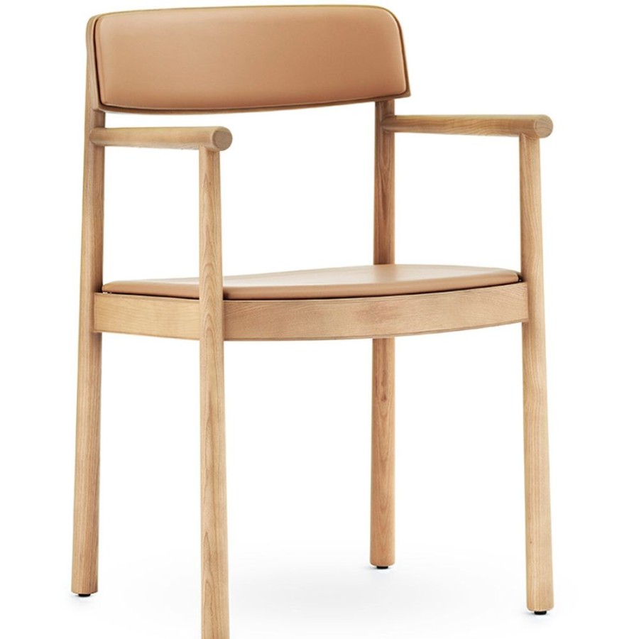 Mobler Normann Copenhagen Matstolar | Timb Karmstol, Ultra Leather, Tan/Kamel