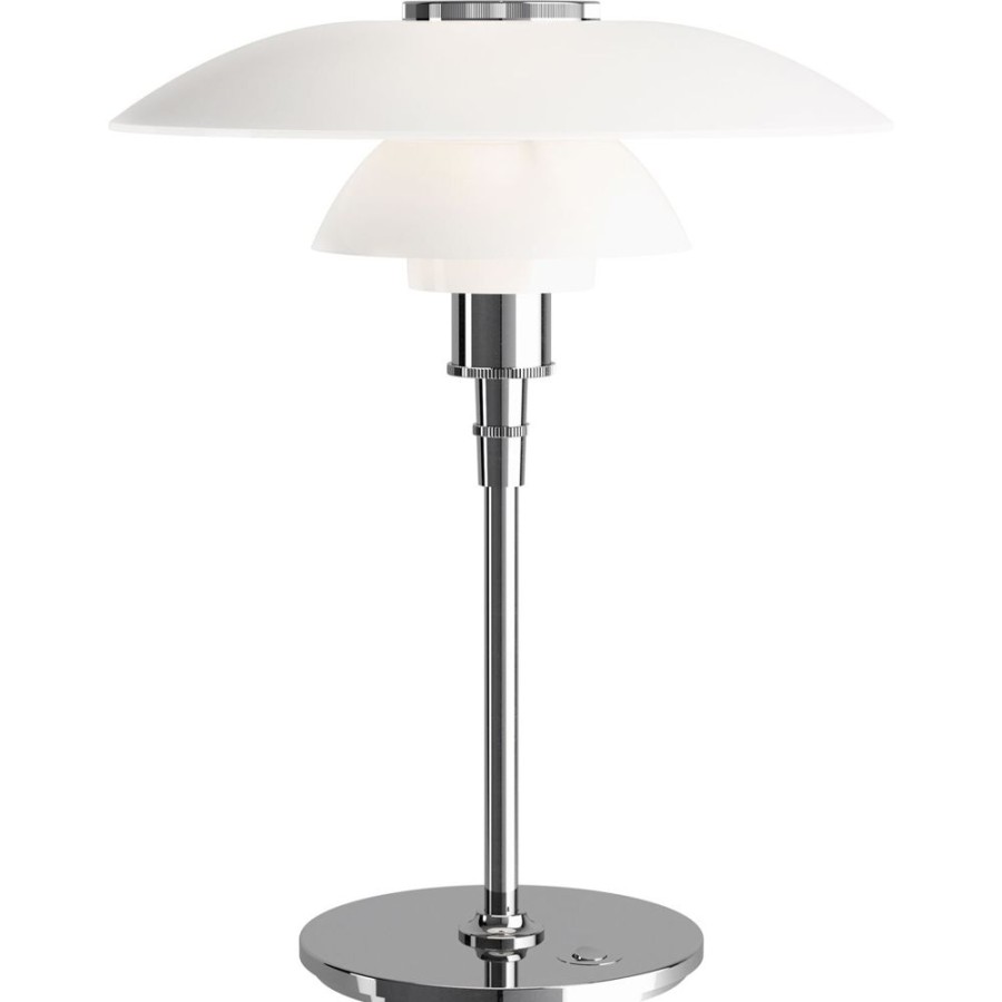 Belysning Louis Poulsen Sanglampor | Ph 4½-3½ Glas Bordslampa, Forkromad/Vitt Opalglas