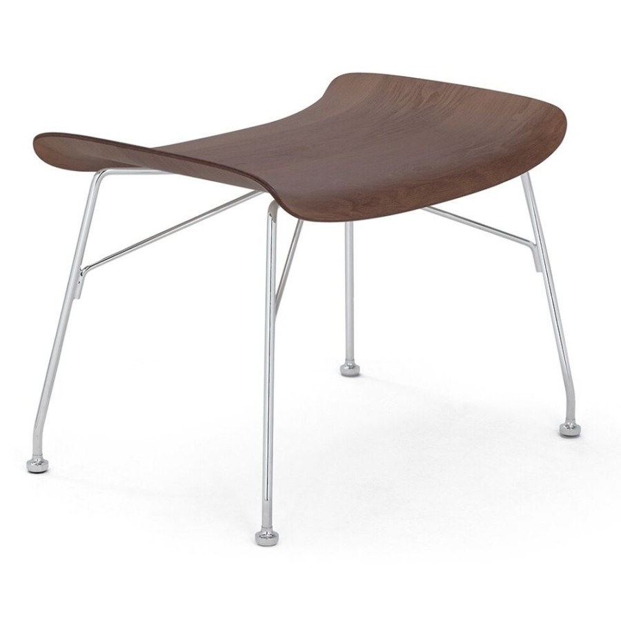 Mobler Kartell Fotpallar | S/Wood Fotpall, Morkt Tra / Krom