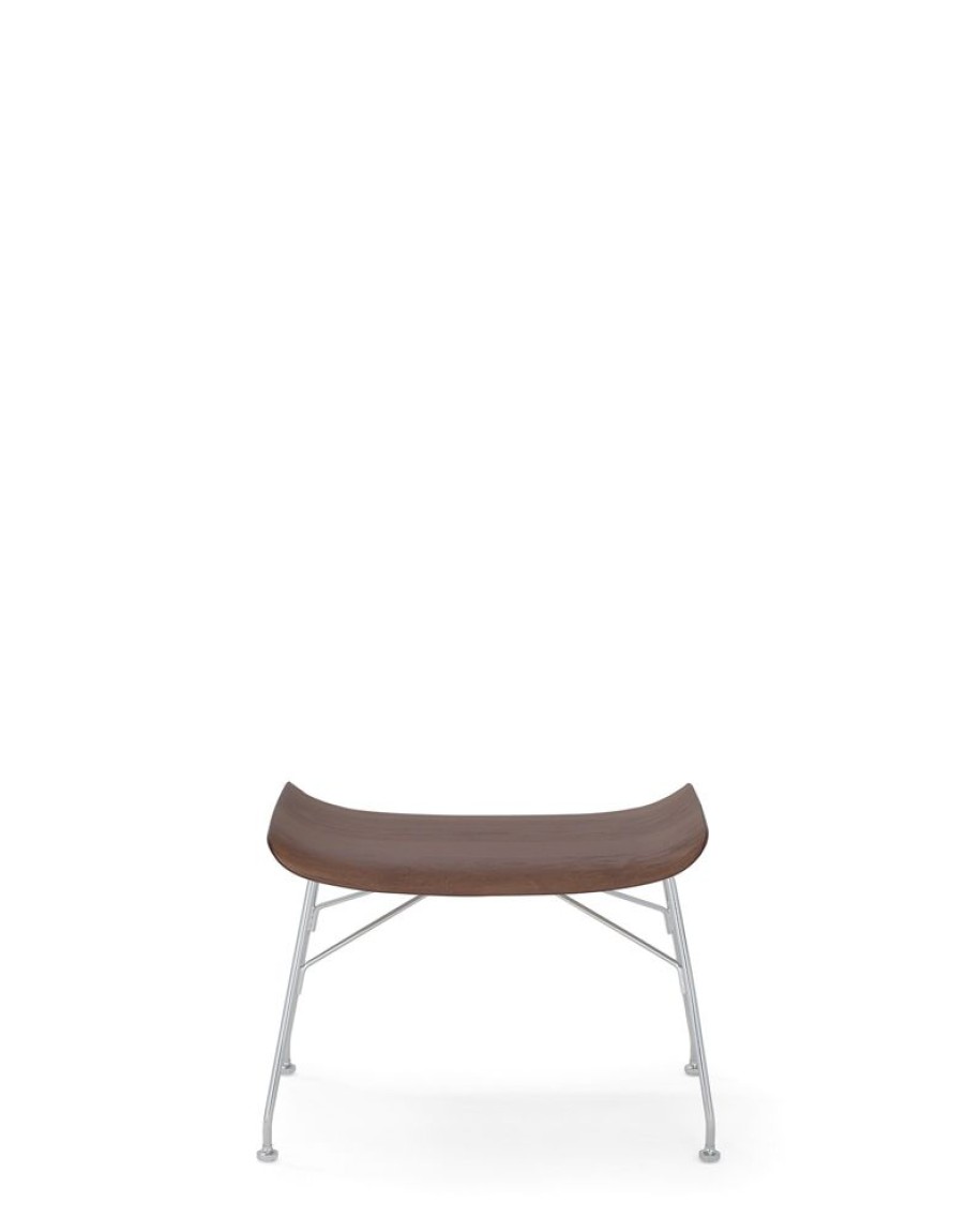 Mobler Kartell Fotpallar | S/Wood Fotpall, Morkt Tra / Krom