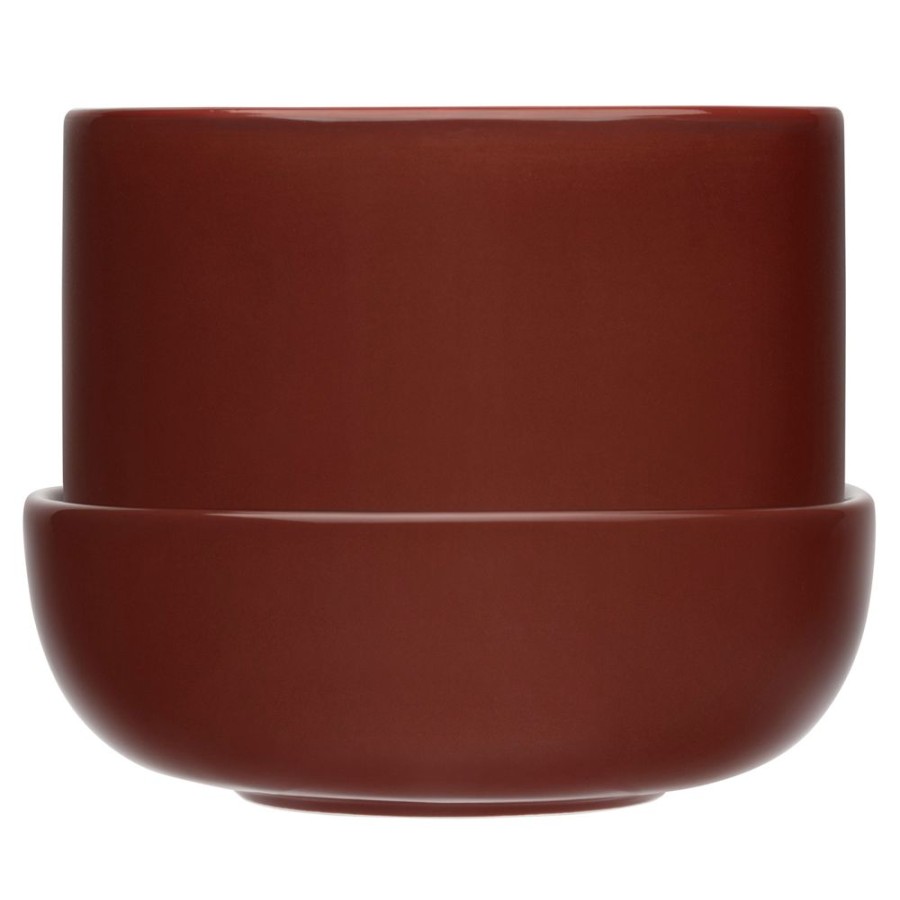 Inredning Iittala Krukor | Nappula Kruka Med Fat 17X13 Cm, Brun