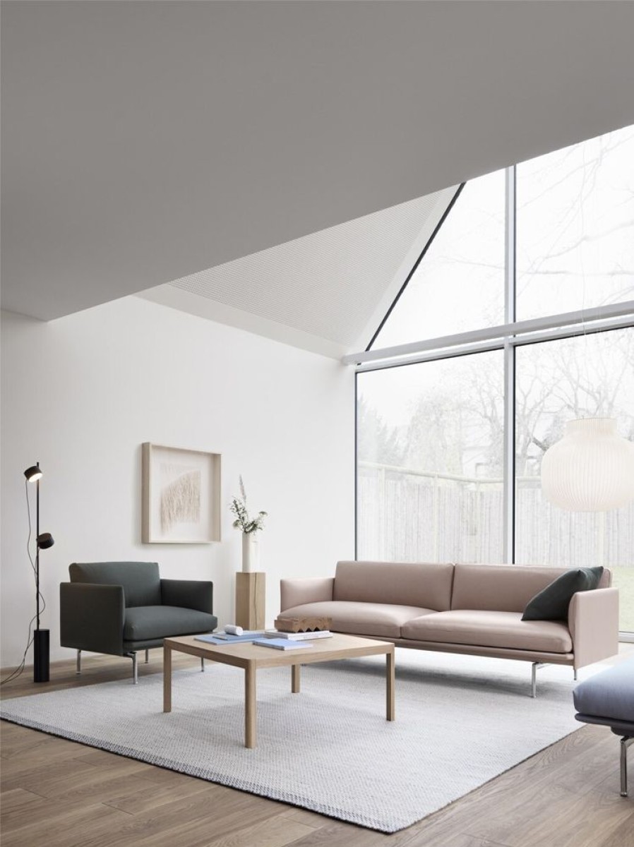 Mobler Muuto 3-Sitssoffor | Outline Soffa 3-Sits, Refine Leather Beige / Polerad Aluminium