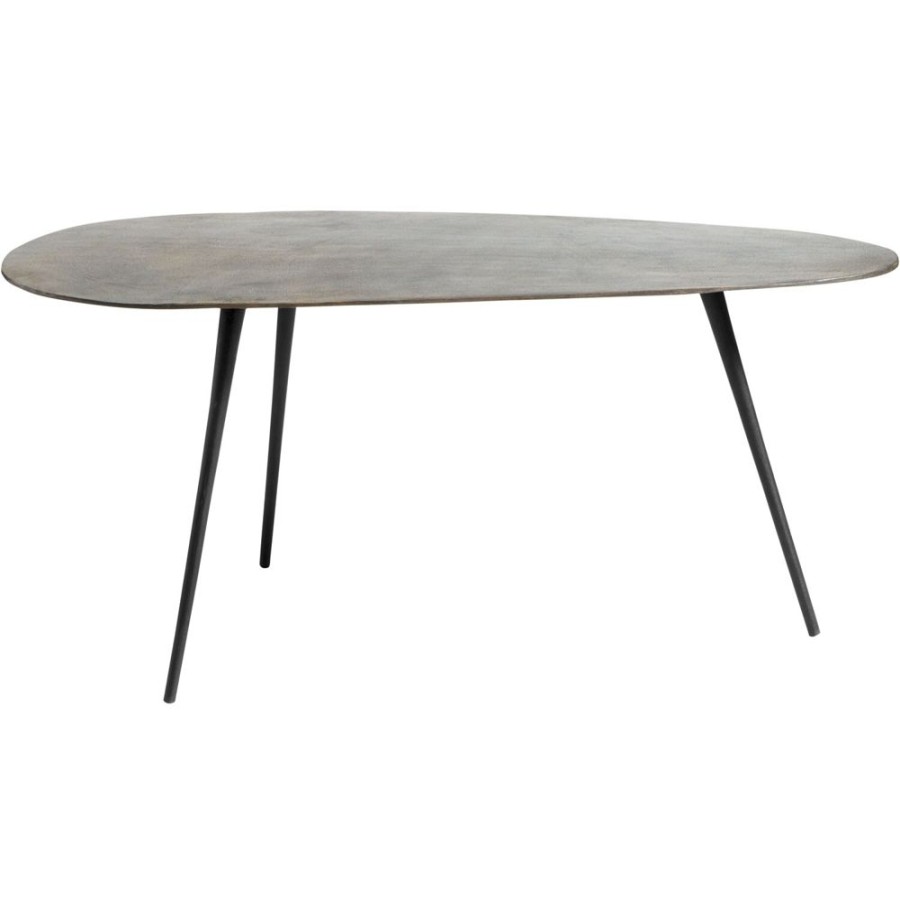 Mobler Muubs Sidobord & Smabord | Hitch Organic Round Soffbord Svart / Antik Massing, 57X115 Cm