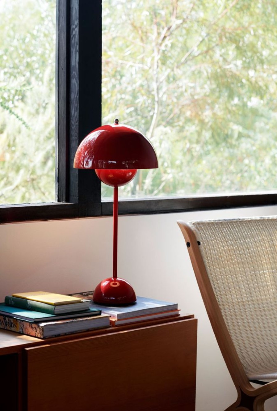 Belysning &Tradition Bordslampor | Flowerpot Vp3 Bordslampa, Vermilion Red